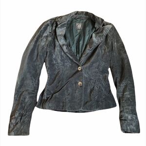 Armani Exchange Faux Suede Teal Green Blazer XS H